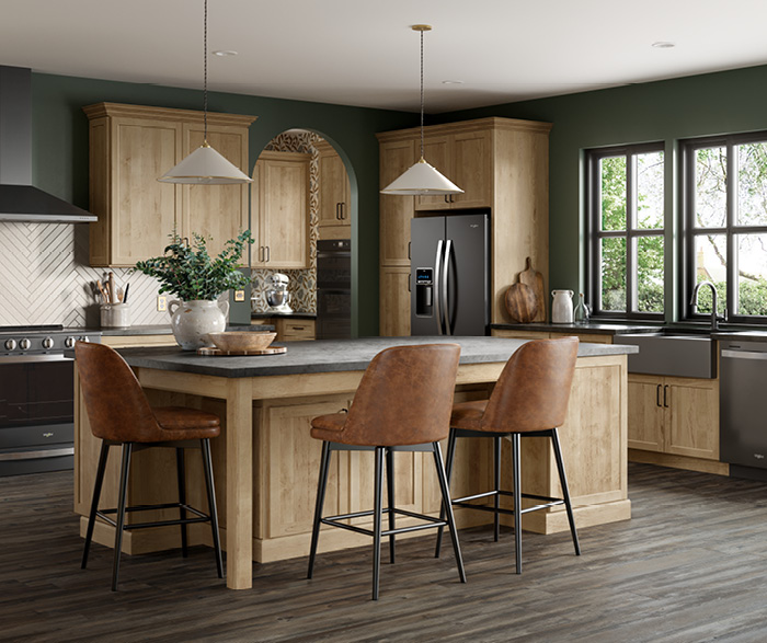 Subtle Sophistication Transitional Shaker Cabinetry in Warm Tan Hues